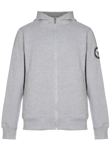 HALF ZIPPER HOODIE IN BRUSHED FLEECE LIGHT GRAY